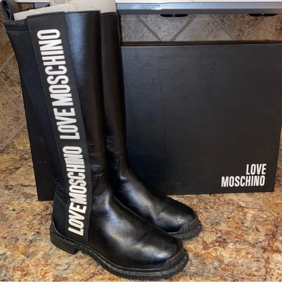 Love Moschino Black Knee-High Boots - Picture 4 of 12
